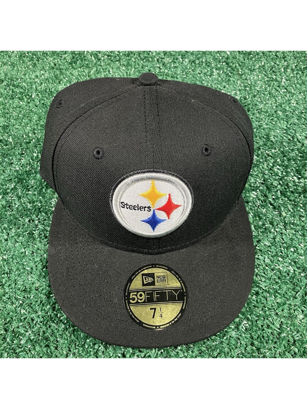 New Era Pittsburgh Steelers NFL Black Fitted Hat Size 7 1/4 Basic Cap 59Fifty